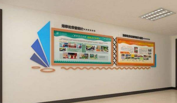蓝色企业文化墙办公室走廊文化墙