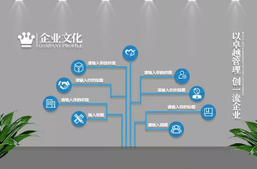 简洁企业历程大型办公形象墙3d企业文化墙