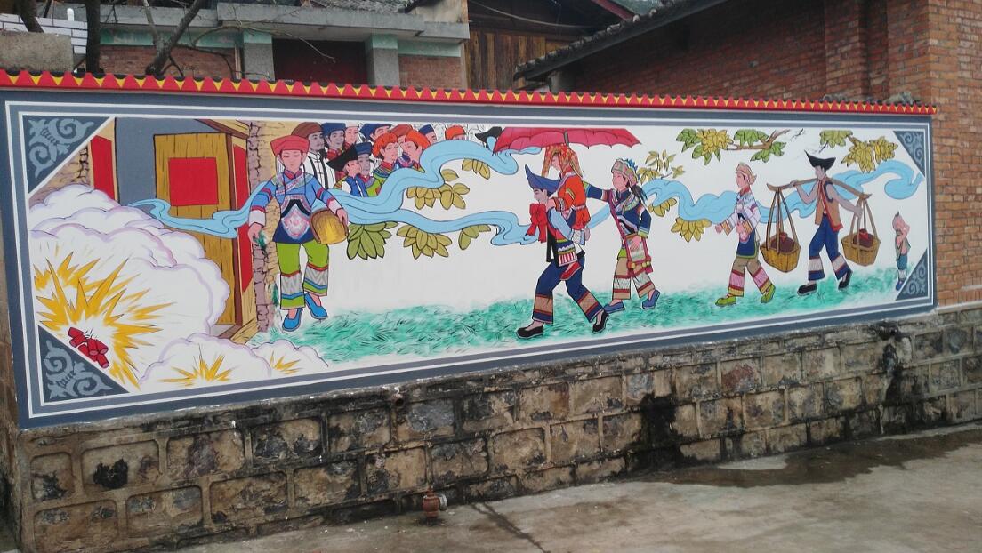 简约街道文化墙彩绘制作效果图