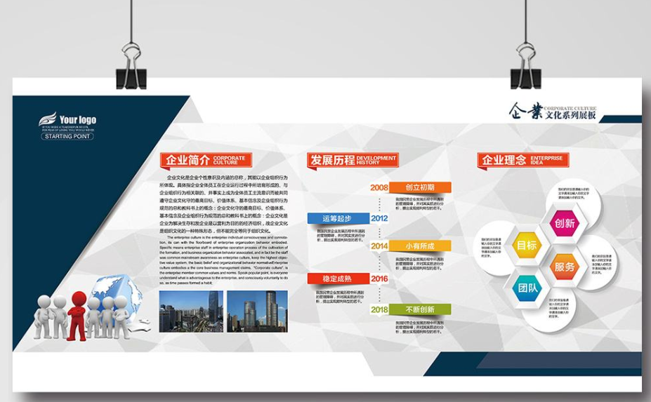 简约微立体企业文化墙企业展板