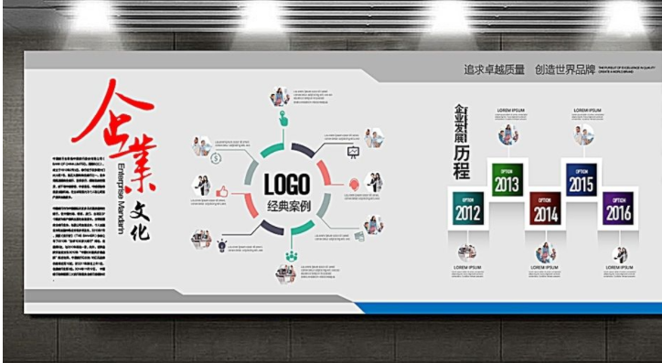 高档蓝色科技企业文化墙公司形象墙企业展板